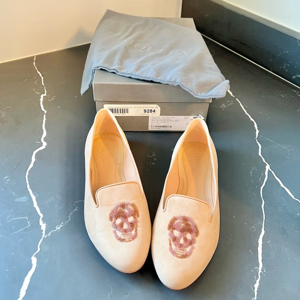 COPY - Blush Alexander McQueen Skull Smoking Slipper, Size 10